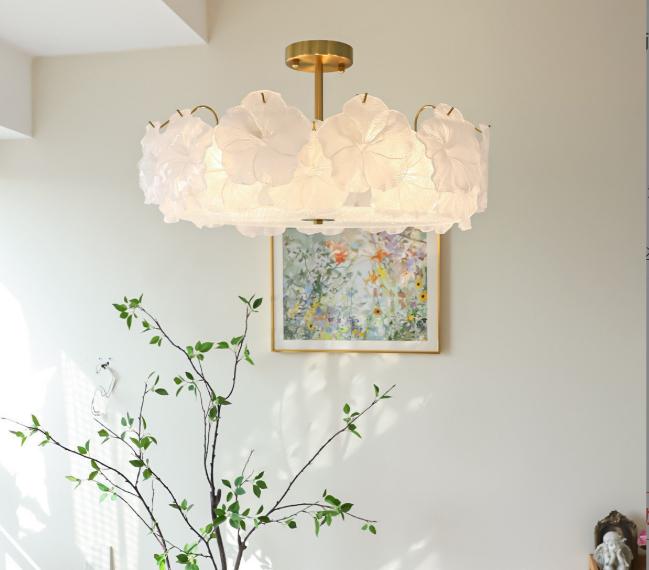 ĐC26070 Đèn Trần Hoa Thủy Tinh Khói Trắng
