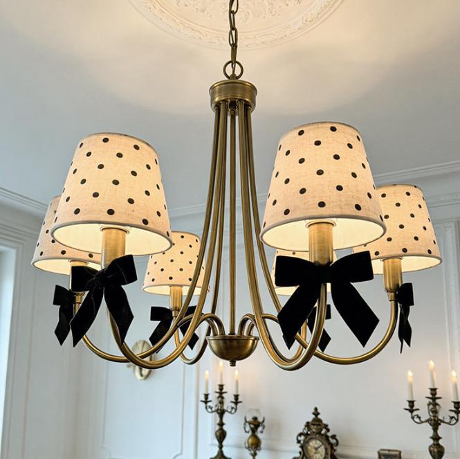 ĐC26068 Đèn Chùm Vintage Chao Vải Si Mạ