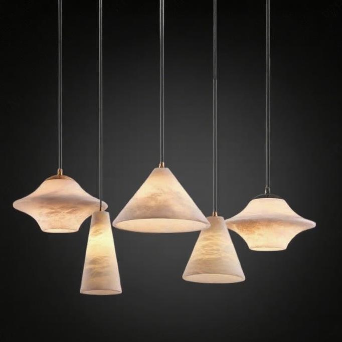 DT260611 Đèn Thả Trần Chao Đá Vân Nghệ Thuật