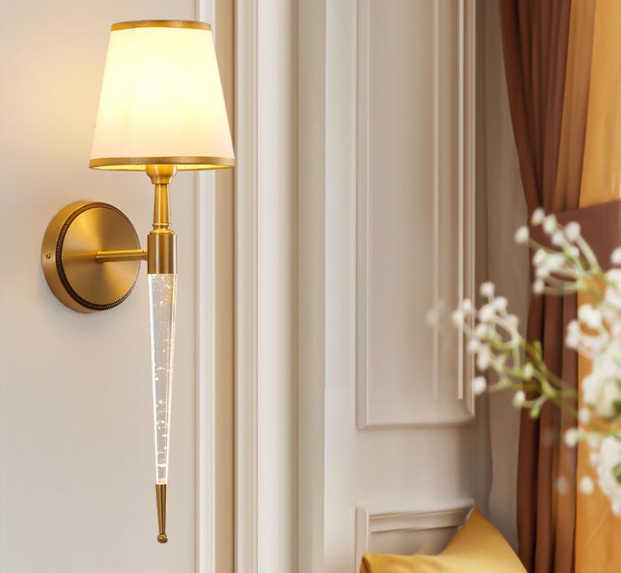 ĐOT260609 Đèn Tường Chao Vải Đuốc Pha Lê
