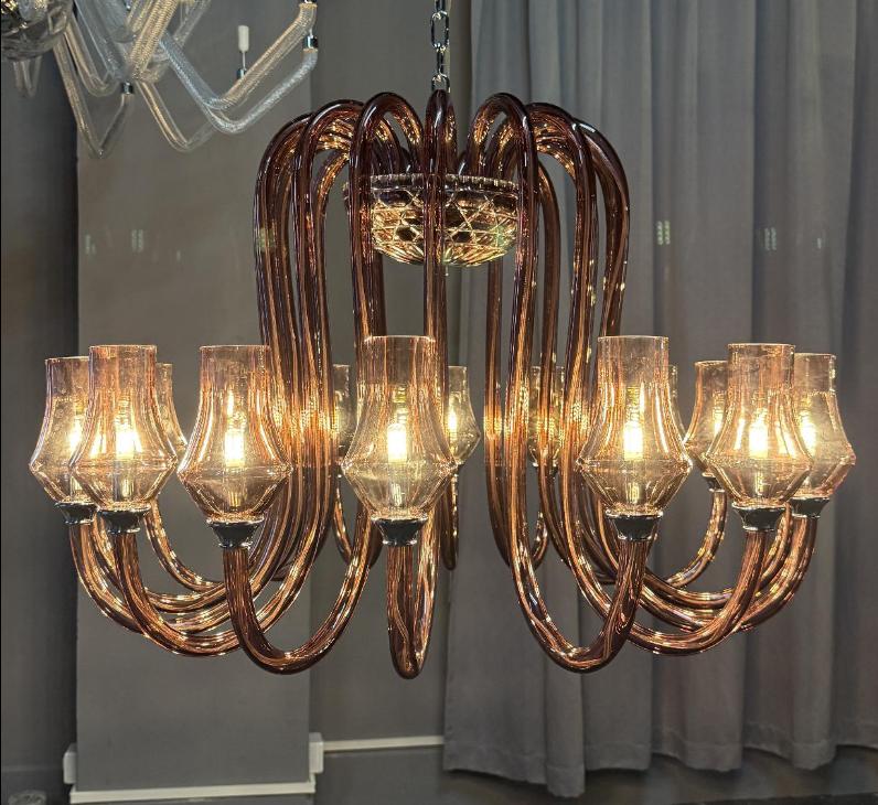 ĐC26078 Đèn Chùm Cổ Điển Thủy Tinh Cognac