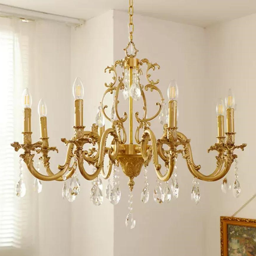 ĐC260601 Đèn Chùm Đồng Nến Tân Cổ Điển