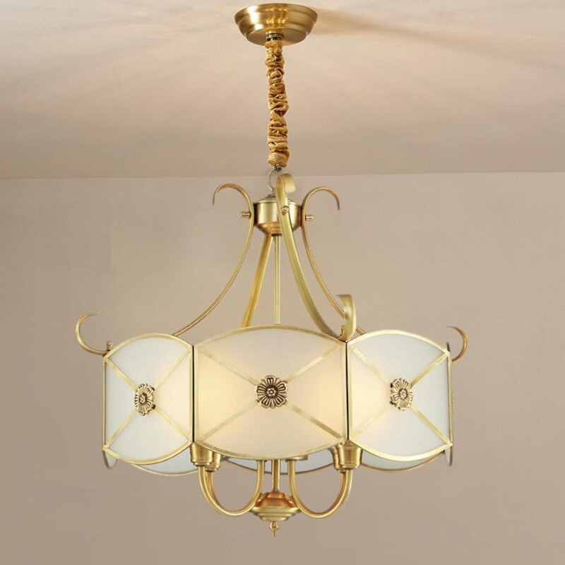ĐC260613 Đèn Chùm Đồng Họa Tiết Bông Hoa