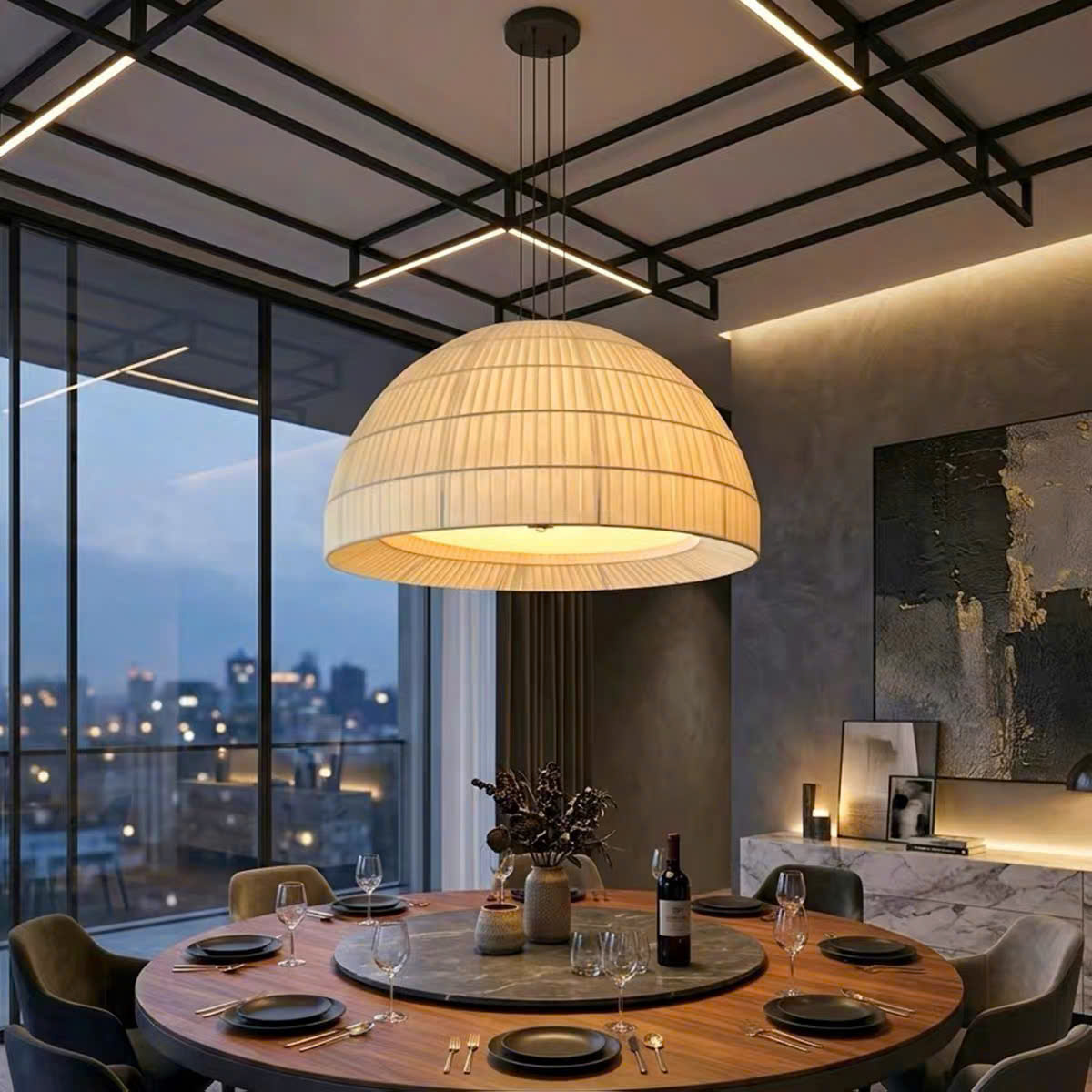 ĐT260652 Đèn Thả Chao Vải Wabi-Sabi