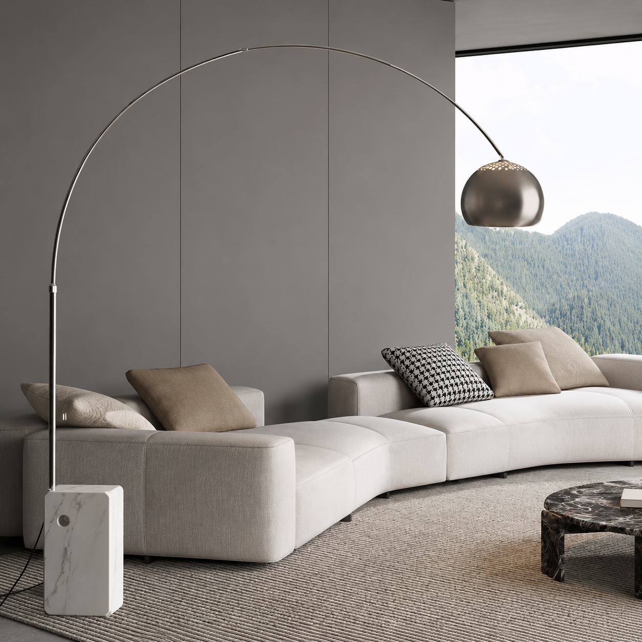 ĐS057 Đèn Sàn Cần Cong Đế Đá